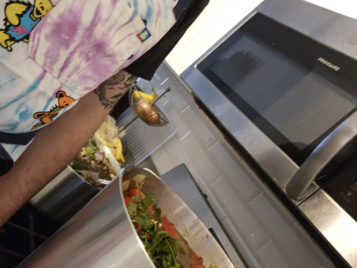 Chef working during service preparation